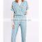Customized Lady's Apparel Elasticated Waist Short Sleeves N-neck Woven Jumpsuit(DQM002J)