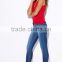 OEM service blue denim mid rise jeans wholesale china