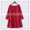 Fashion red linen ladies winter one piece dress of large size