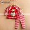 Latest frock suits for baby girl kids christmas tree pattern raglan sleeve stripe pajamas for winter clothing