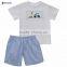 Cartoon Embroidery Children Boys Clothing Set Short Sleeve Kids Boys Clothes