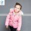 Fashion Design Girls Knock-down Hood Jacket With Lace And Bow Belt Kids Pink Jacket