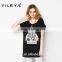 latest summer fashion long style tiger pattern print women t shirts cheap, cotton t shirts with transparent back