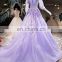 LS00396 evening dress fashions women for work lace up with sequined long sleeve purple muslim dresses