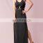 CHEFON Spaghetti strap women maxi dress black