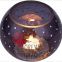 Unique Decorative Round Colored Cracked purple Glass Candle Holder with Decaling flower