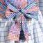 TWOTWINSTYLE Hit Color Patchwork Plaid Shirt For Women Lapel Collar Long Sleeve Lace Up