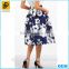High Fashion Satin Blue Print Umbrella Skirt For Ladies Ballet Tutu High Waist Skirts