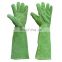 HANDLANDY Cowhide long cuff green dotted cotton garden gloves leather work gloves