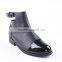 Shiny toe part back zipper open black knight safety moon sandal boots with buckle