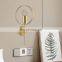 HUAYI New Design Gold Black Iron Indoor Decoration Bedroom Hotel Home Modern Wall Mounted Simple Wall Lamp