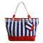 Promotional Summer Beach Bag 2014 Stripe Pattern String Canvas Beach Bag