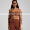 Summer New Thin Straps Sexy Padded Cross Back Open Back Sports Gym Fitness Wear Workout Soft Nude Feeling Women Yoga Bra Top