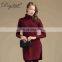 Women Slim Side Slit Turtleneck Wool Sweater Dress