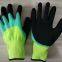 yellow polyester 13 gauge knitted foamed latex palm double coated and fingers coated breathable work gloves