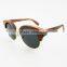 Wood half frame polarized glasses wooden half mirror coating sunglasses