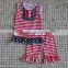 popular little girls cotton stripes ruffle 4th of july clothing with belt