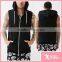 Sleeveless wholesale zipper up plain black hoodie for men