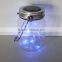 Metal lid clear glass flicker blue led sun jar garden light