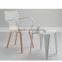Leisure Armrest Chairs Plastic Chairs with Wooden Legs for Cafe
