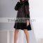 Hot wholesale genuine fur long jacket knitted mink fur coat with big collar