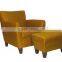 Latest design hotel bedroom european leather lounge chair ottoman YG7028
