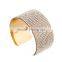 2016 New Gold Luxury Cuff Wide Full Rhinestone Women Fashion Alloy Metal Bangles
