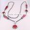 Pave Setting Crystal Red Malaysian Jade Gem stone Necklace, Hematite Beaded Druzy Necklace