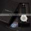 Stainless Steel Silver Case Black Leather Band Analog Date Quartz Men Business Watch