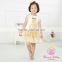 Latest new alibaba fashion design photo small baby girls holiday short frocks lace fabric gold sequin dress
