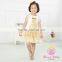 Best selling gold baby dress pictures,girl dresses with bow,children summer flow wholesale lace baby dress