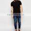 Guangzhou High Quality Custom Short Sleeve O-Neck Black Mens Cotton Elastane Skinny Tight Slim Fit Casual Plain Dyed T-Shirt