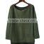 EY0901S knitted Irregular hem long sleeve ladies new design t shirt