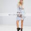 Embroidered smock style dress with frill layered sleeve detail