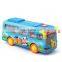 Plastic toy car electric school bus with steering wheel