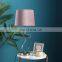 New fancy night stand lamp cheap custom logo gold luxury table lamps with pink lampshade