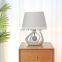 Popular solid geometry design ceramic base bedside night lamp for hotel decor