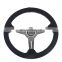 universal 350mm 14 aftermarket parts leather racing Carbon Fiber Spoke steering wheel with horn buttons