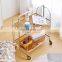 new design Stainless Steel Mobile Storage Holders Trolley Transparent Vintage folding Party Serving Trolley Bar Cart