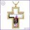 316L Stainless Steel Chocolate Cross Locket Pendant Necklace Glass Locket