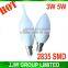 Plastic b22 led candle ul led candle e27 for wholesales 2835 SMD 110v 220v 5W 6000k 6500k pure white
