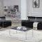 Living room RB-7329 Modern black stoving varnish rectangular tempered glass coffee table with stainless steel tea table
