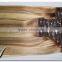 Wholesale 100% virgin human hair silky straight piano color clip in hair extensions