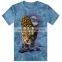 blue custom tie dye t shirt printed various wild animal