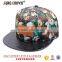 Flat leather bill custom made blank flower 6 panel snapback hat