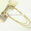 2016 New Crystal Feather Hair Brooch Clip Pin Cuff Leaf Tassels Chain Head Band Jewelry Headpiece