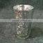 Electroplating silver glass candle holder with pattern,good for home decor