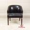 Black leather Chesterfield armchair / leather / fabric YZA500