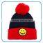 Wholesale customized lovely smile face 3pcs children crochet beainie knitted winter hat with scarf gloves