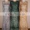 Sexy New Fashion Design Handmade Shiny Crystal Beaded Sequins Sexy Transparent Back Elegant Long Sleeve Party Dresses